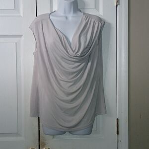 Sunny Leigh light gray cowl neck sleeveless blouse Sz XL
